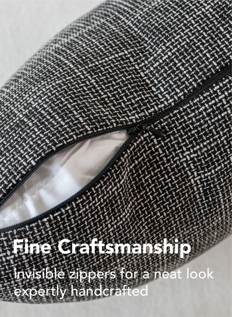 لحظة مع تقاطع للأريكة/السرير وغرفة المعيشة وديكور المنزلمجموعة من 2 غطاء وسادة زخرفي من الكتان باللون الرمادي الداكن مقاس 30 × 50 سم، أغطية وسادة بنمط المزرعة - Image 3